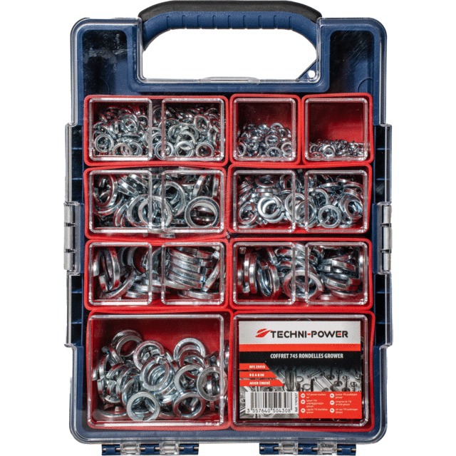 Rondelles Grower Zingue Diametre 5 A 20MM Coffret 745 Pieces Techni-power référence fournisseur 1747627
